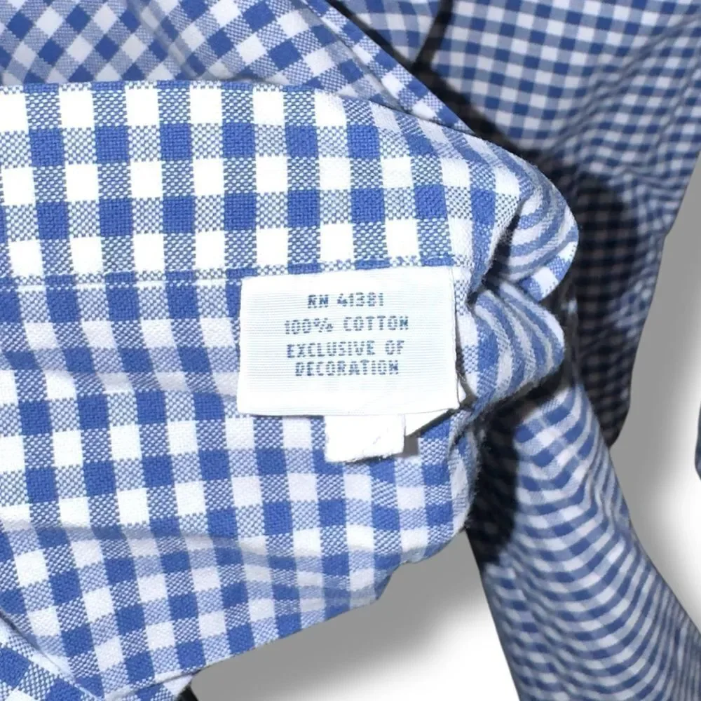 Polo Ralph Lauren Navy Gingham Classic Fit Flesh Pony Oxford Shirt L